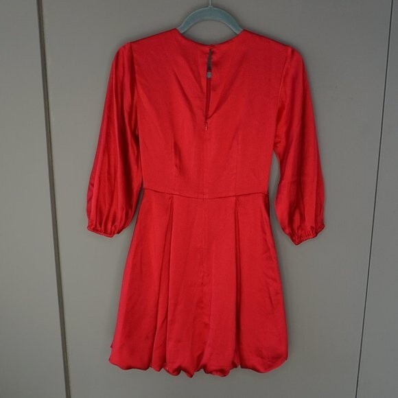 ML MONIQUE LHUILLIER Fuchsia Pink Draped Hammered-Satin Mini Dress size 0 NWT - Picture 9 of 11